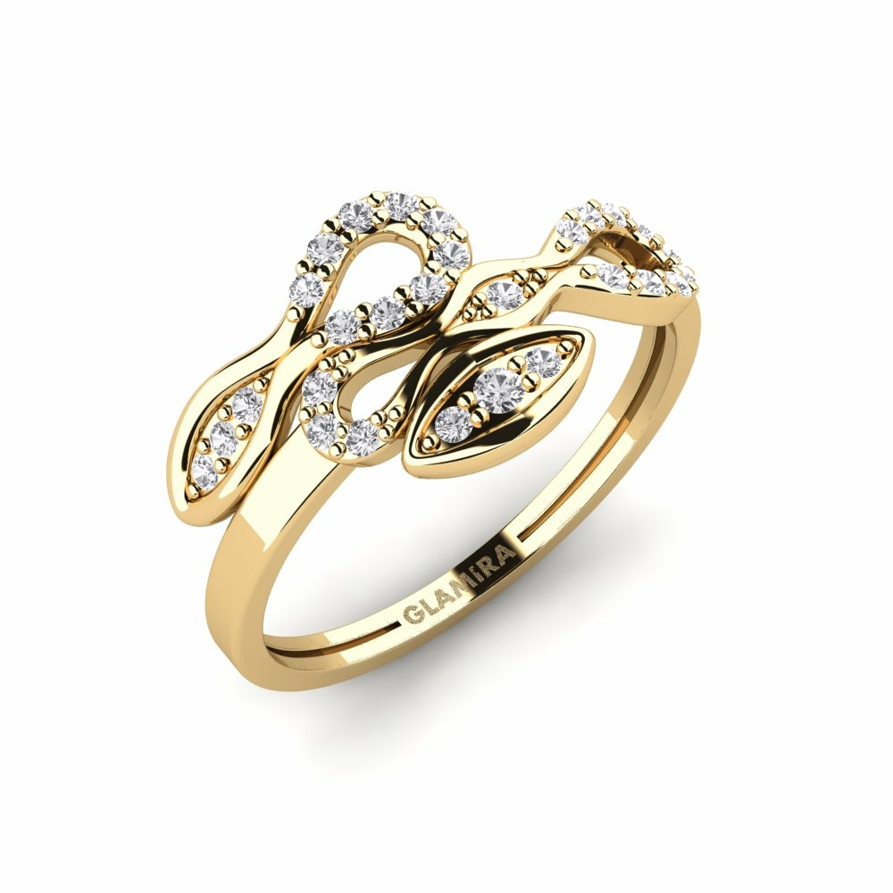 Fashion Ring Indiras Gelbgold 585 Weißer Saphir