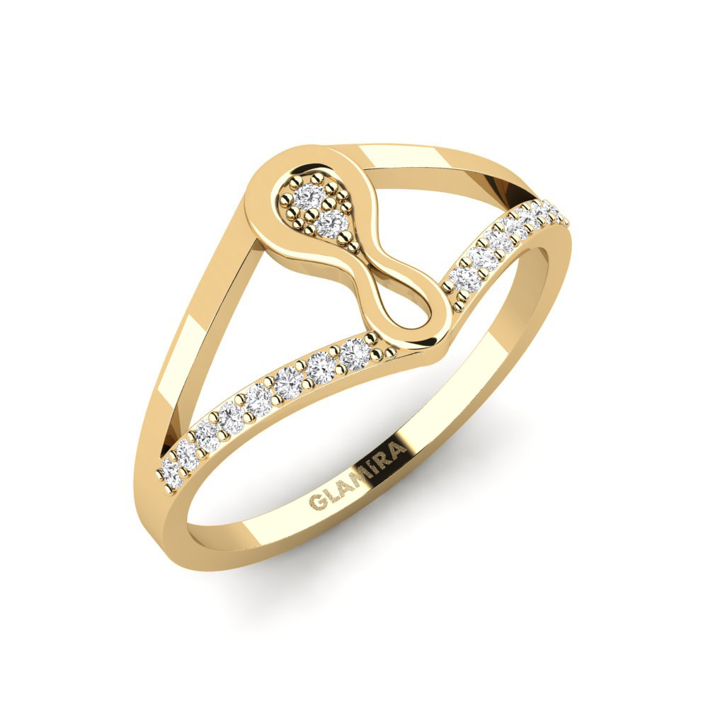 Fashion Ring Labara Gelbgold 585 Weißer Saphir