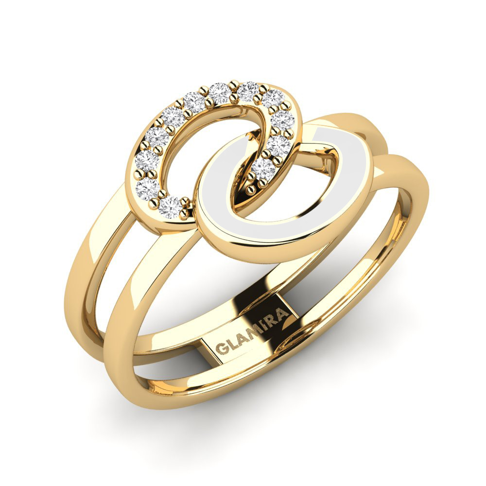 Fashion Ring Lawom Gelbgold 585 Weißer Saphir