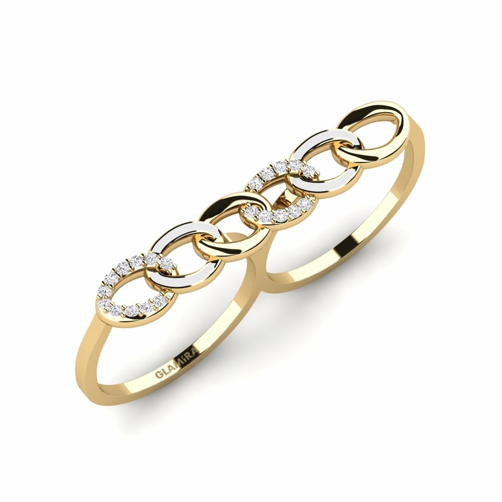 Fashion Ring Zakuya Gelbgold 585 Weißer Saphir